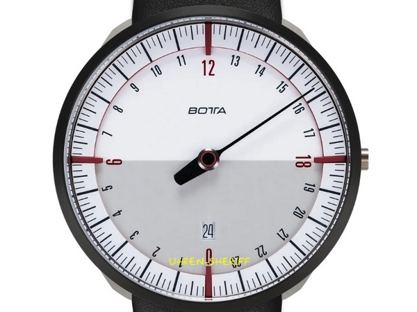 Botta UNO24 40mm Titan weiß bordeaux Zifferblatt Black Edition